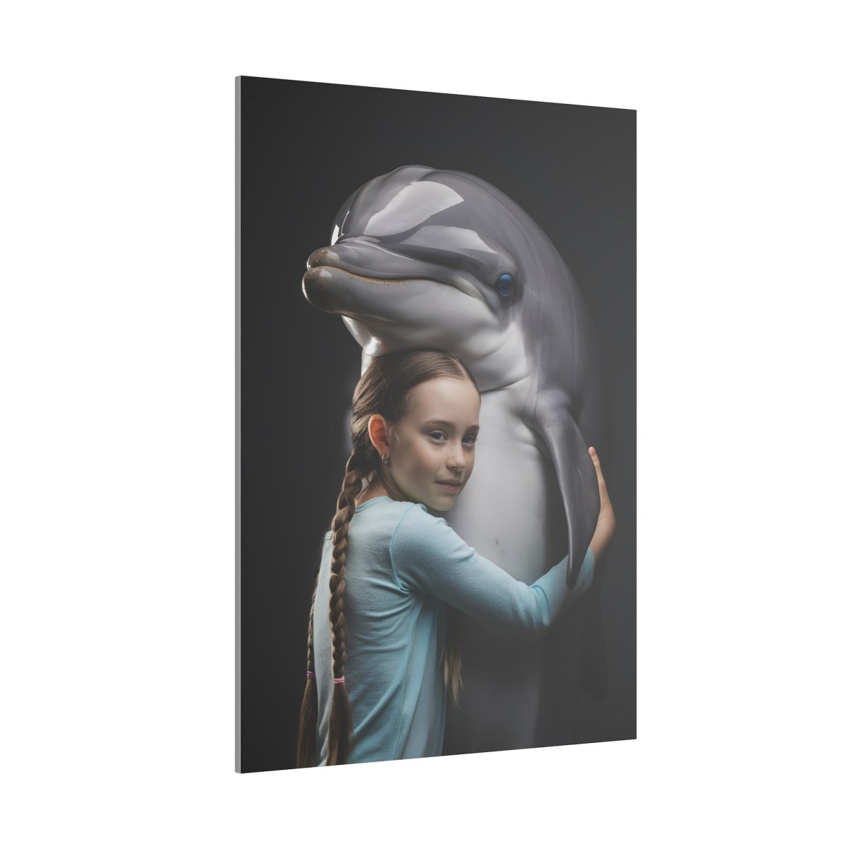 Leinwandbild Mädchen & Delfin - Aus der Serie Little Girl Animals - Canvas bei HappyHugPixels