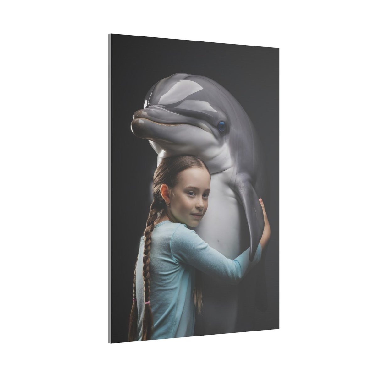 Leinwandbild Mädchen & Delfin - Aus der Serie Little Girl Animals - Canvas bei HappyHugPixels