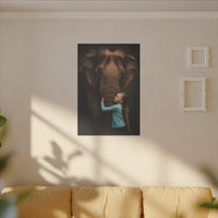 Leinwandbild Mädchen & Elefant - Hugging Little Girl Animals - Canvas bei HappyHugPixels