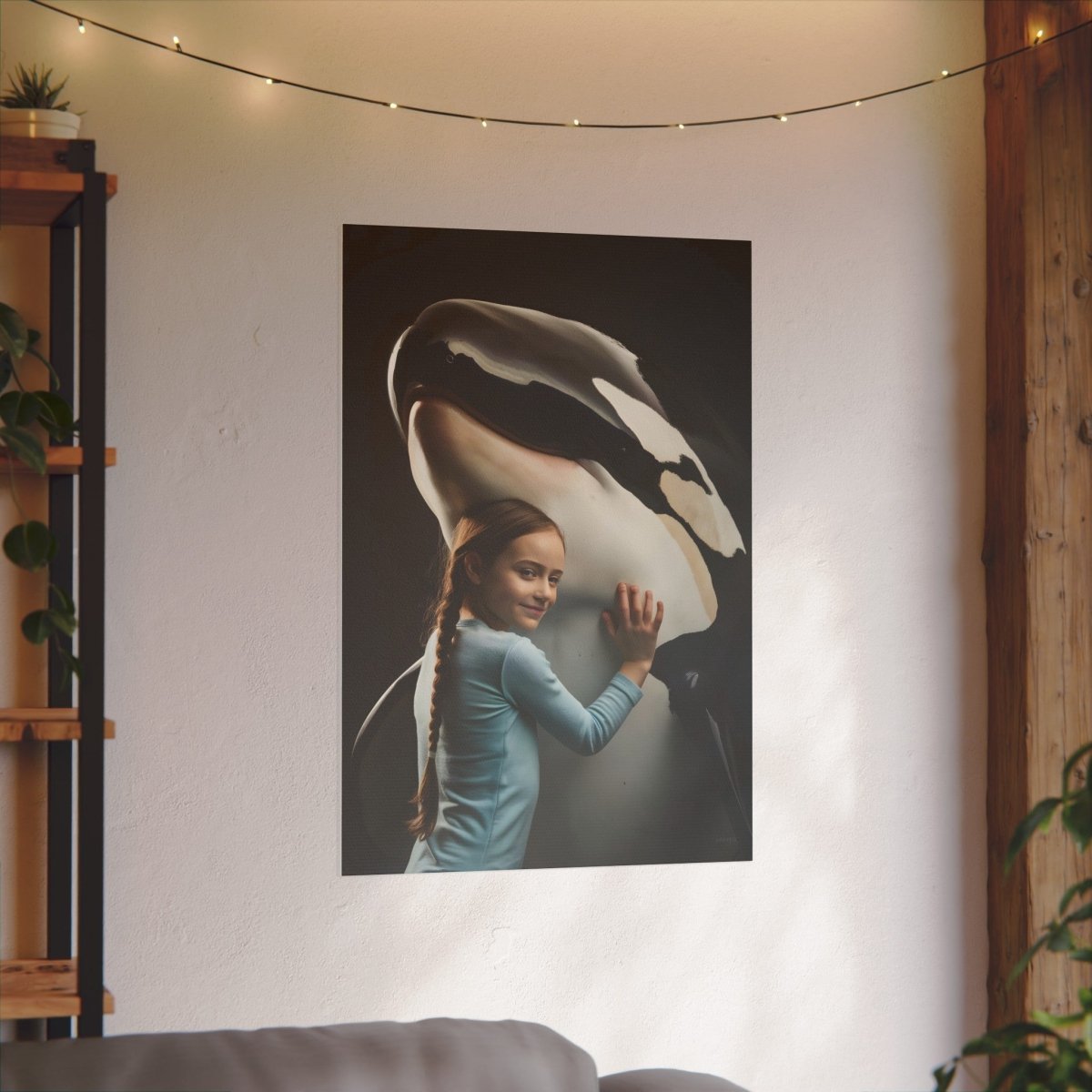 Leinwandbild Mädchen & Orka - Aus der Serie Little Girl Animal - Canvas bei HappyHugPixels