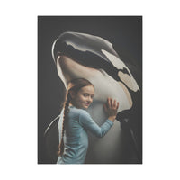 Leinwandbild Mädchen & Orka - Aus der Serie Little Girl Animal - Canvas bei HappyHugPixels