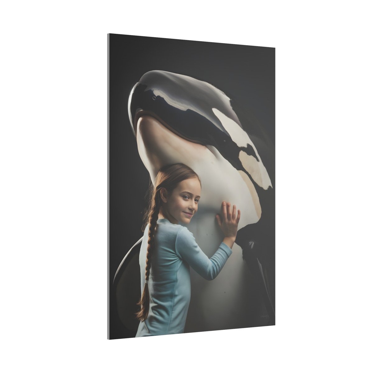 Leinwandbild Mädchen & Orka - Aus der Serie Little Girl Animal - Canvas bei HappyHugPixels