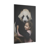 Leinwandbild Mädchen & Panda - Hugging Little Girl Animals - Canvas bei HappyHugPixels