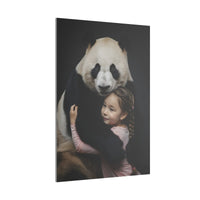 Leinwandbild Mädchen & Panda - Hugging Little Girl Animals - Canvas bei HappyHugPixels