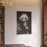 Leinwandbild Mädchen & Panda - Hugging Little Girl Animals - Canvas bei HappyHugPixels