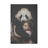 Leinwandbild Mädchen & Panda - Hugging Little Girl Animals - Canvas bei HappyHugPixels