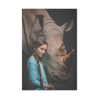 Leinwandbild Mädchen & Rhino - Aus der Serie Little Girl Animals - Canvas bei HappyHugPixels