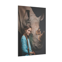 Leinwandbild Mädchen & Rhino - Aus der Serie Little Girl Animals - Canvas bei HappyHugPixels