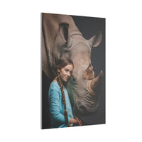 Leinwandbild Mädchen & Rhino - Aus der Serie Little Girl Animals - Canvas bei HappyHugPixels