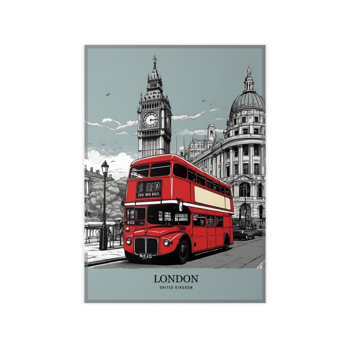 London Red Bus - Travelposter Englands berühmtetes Fahrzeug - Poster bei HappyHugPixels