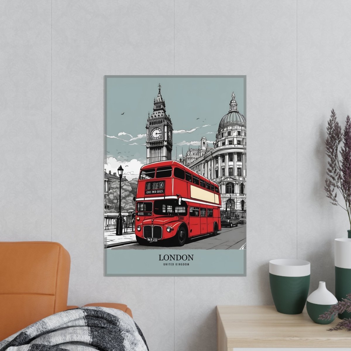 London Red Bus - Travelposter Englands berühmtetes Fahrzeug - Poster bei HappyHugPixels