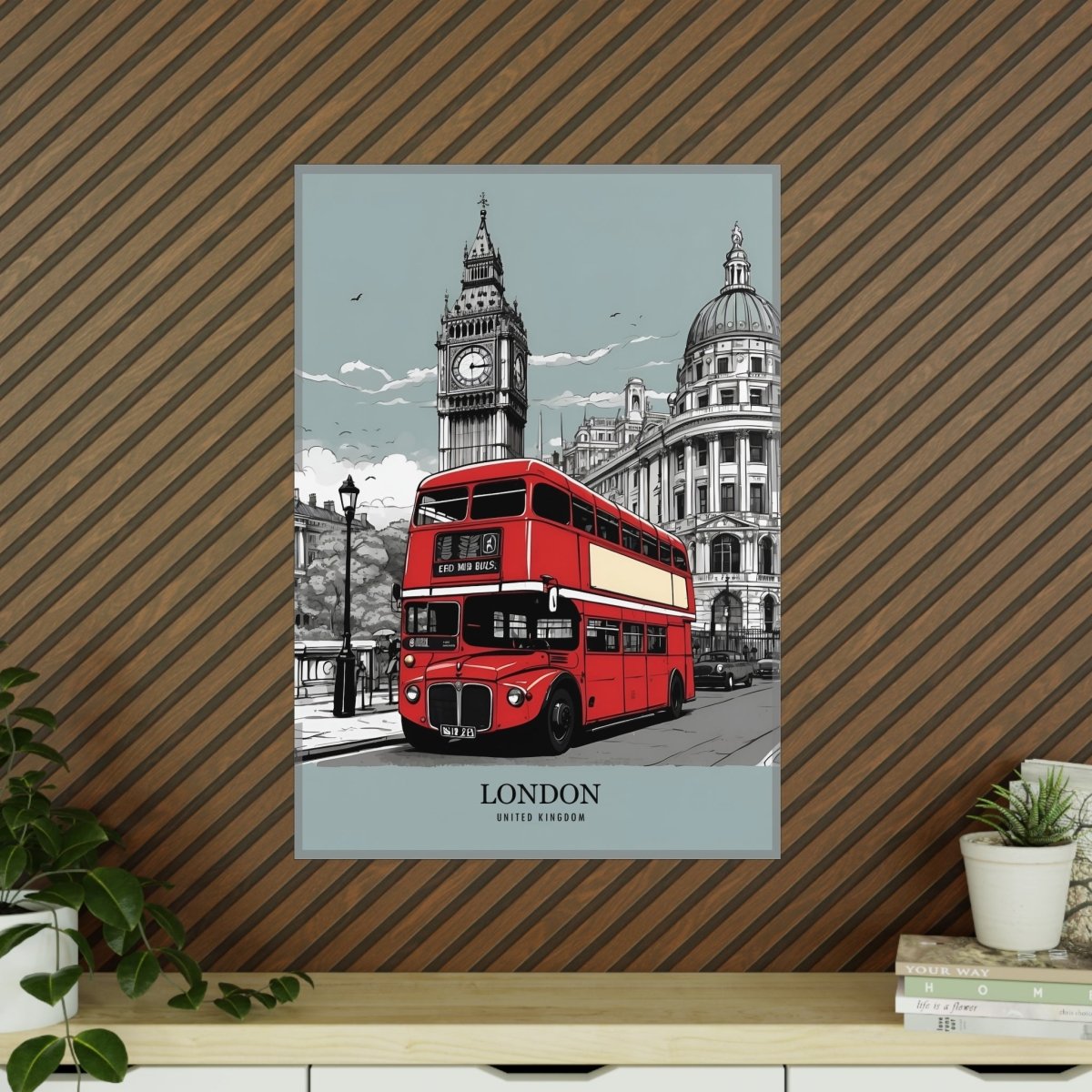 London Red Bus - Travelposter Englands berühmtetes Fahrzeug - Poster bei HappyHugPixels