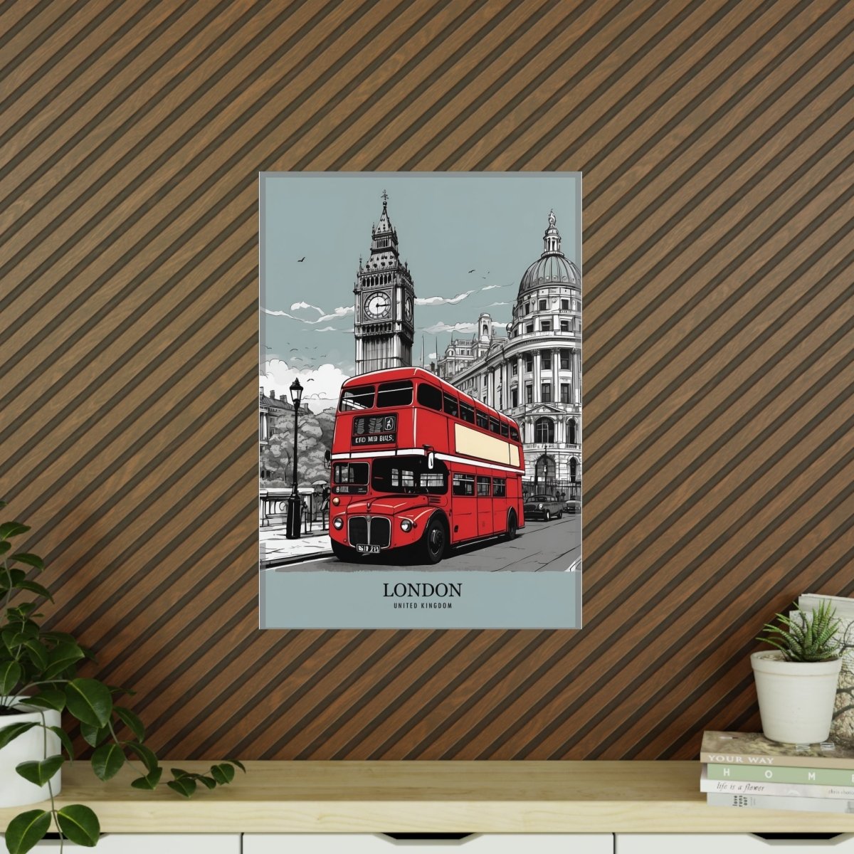 London Red Bus - Travelposter Englands berühmtetes Fahrzeug - Poster bei HappyHugPixels