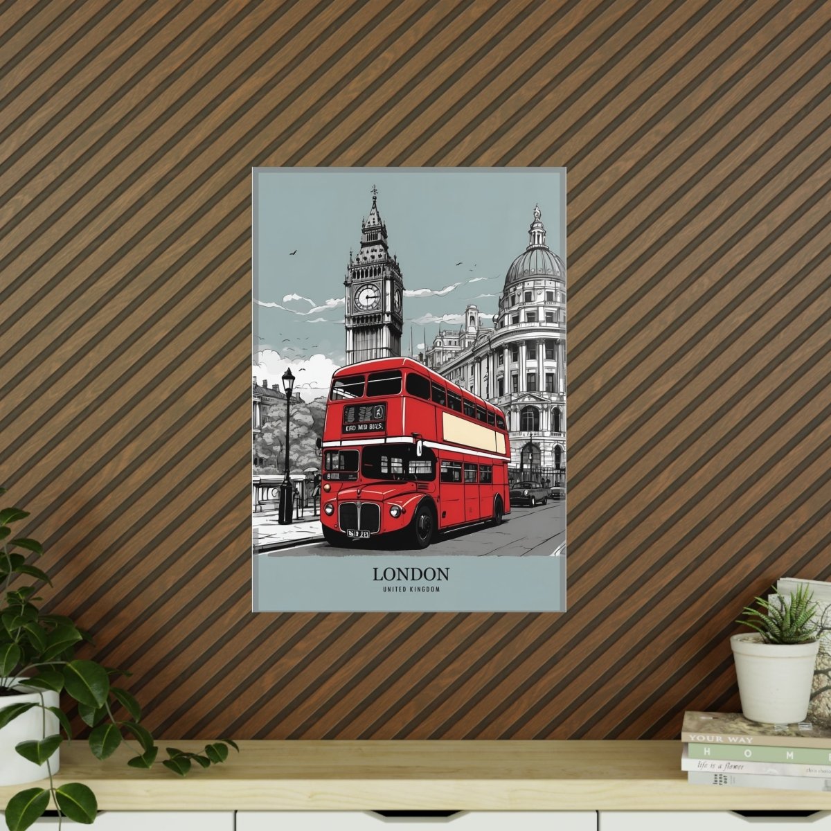 London Red Bus - Travelposter Englands berühmtetes Fahrzeug - Poster bei HappyHugPixels