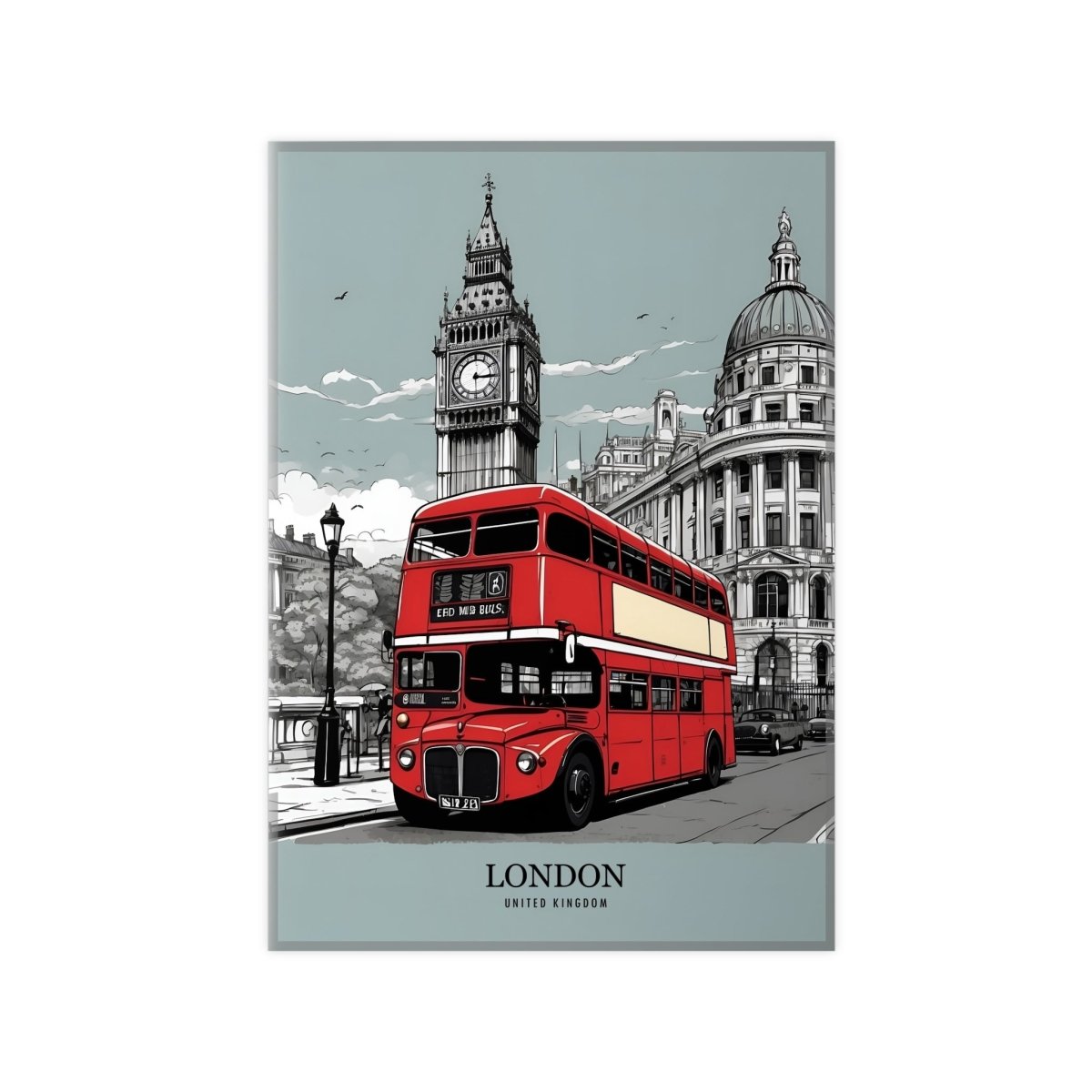 London Red Bus - Travelposter Englands berühmtetes Fahrzeug - Poster bei HappyHugPixels