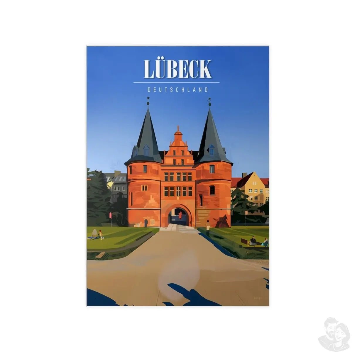 Lübeck Holstentor Reiseposter: Historisches Wahrzeichen auf Premium - Fotopapier - Poster bei HappyHugPixels