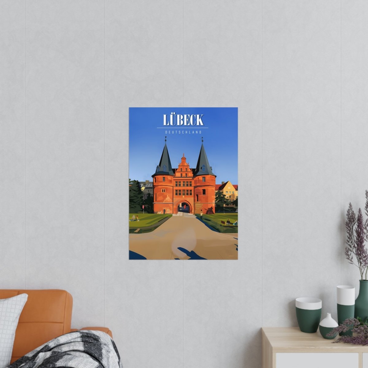 Lübeck Holstentor Reiseposter: Historisches Wahrzeichen auf Premium - Fotopapier - Poster bei HappyHugPixels