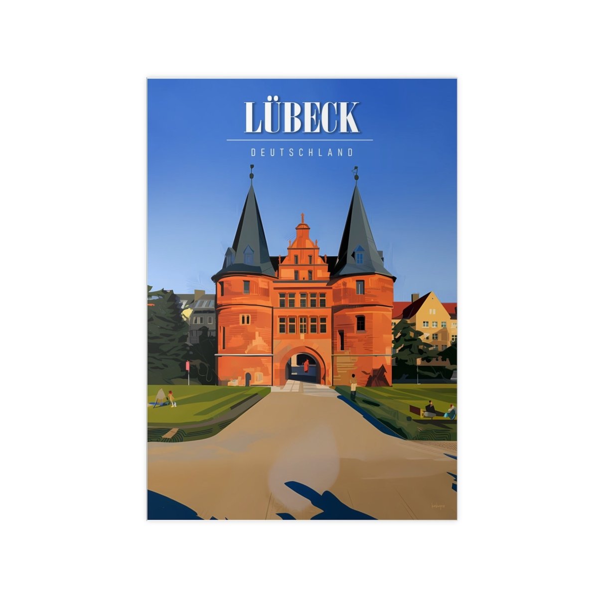 Lübeck Holstentor Reiseposter: Historisches Wahrzeichen auf Premium - Fotopapier - Poster bei HappyHugPixels