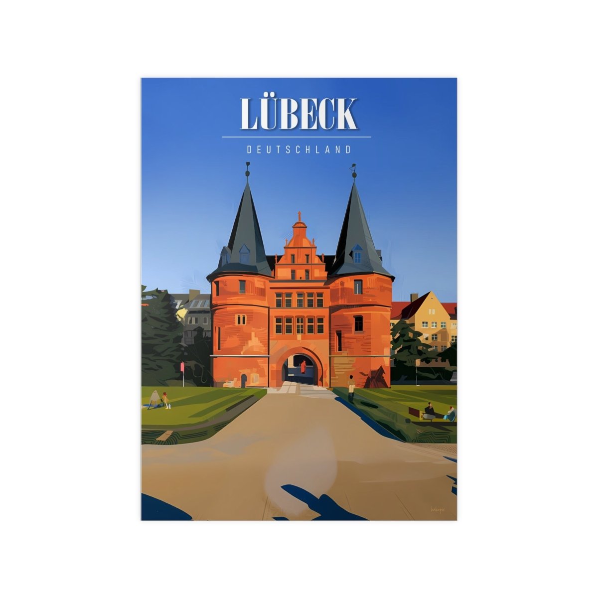 Lübeck Holstentor Reiseposter: Historisches Wahrzeichen auf Premium - Fotopapier - Poster bei HappyHugPixels