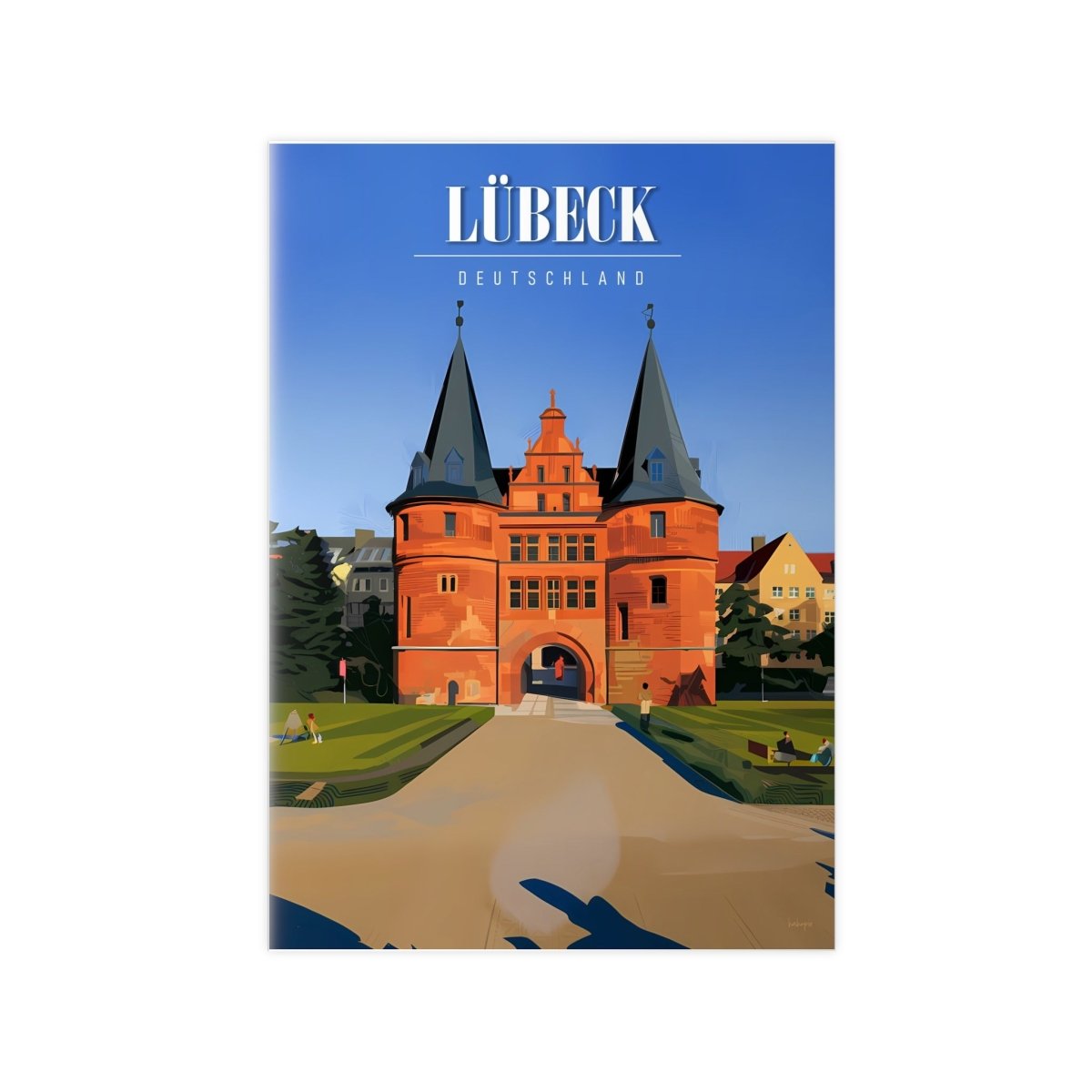 Lübeck Holstentor Reiseposter: Historisches Wahrzeichen auf Premium - Fotopapier - Poster bei HappyHugPixels