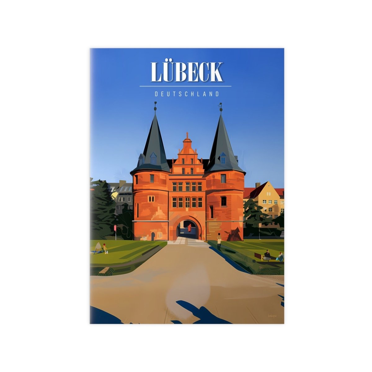 Lübeck Holstentor Reiseposter: Historisches Wahrzeichen auf Premium - Fotopapier - Poster bei HappyHugPixels