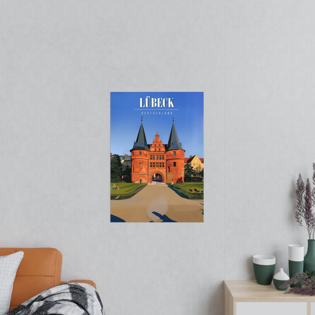 Lübeck Holstentor Reiseposter: Historisches Wahrzeichen auf Premium - Fotopapier - Poster bei HappyHugPixels