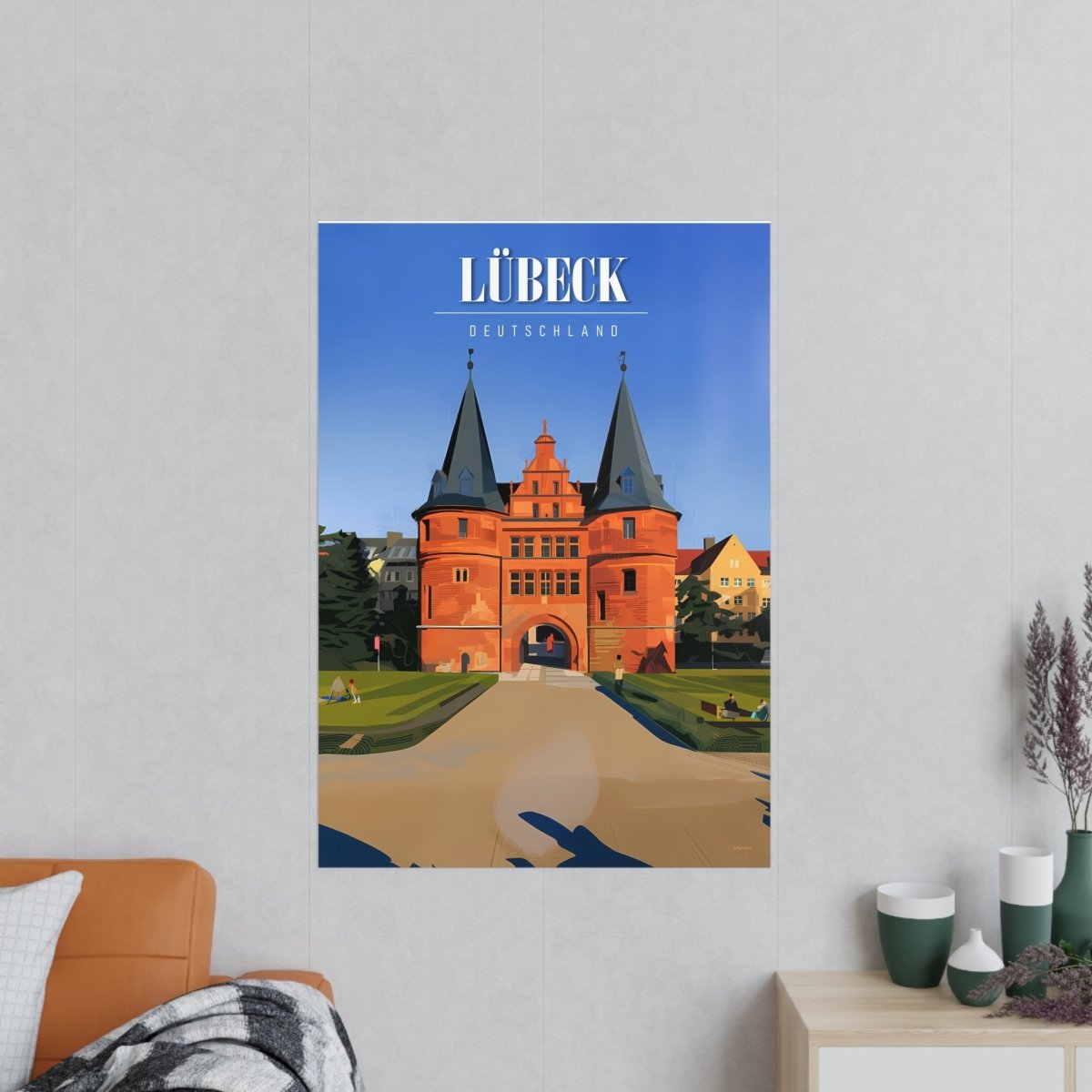 Lübeck Holstentor Reiseposter: Historisches Wahrzeichen auf Premium - Fotopapier - Poster bei HappyHugPixels