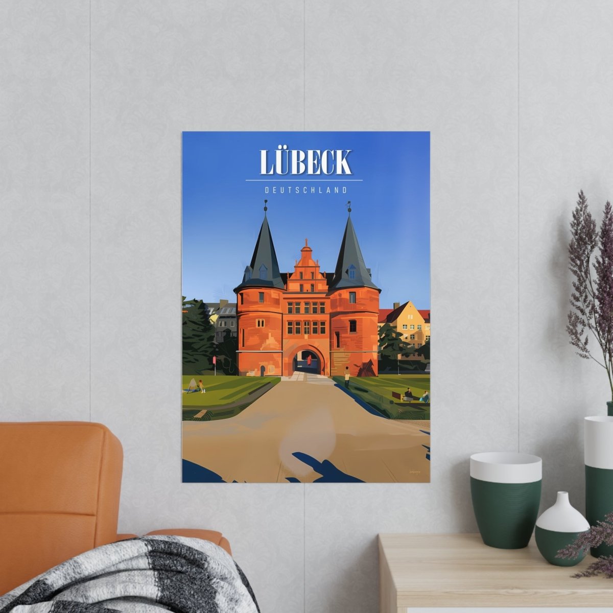 Lübeck Holstentor Reiseposter: Historisches Wahrzeichen auf Premium - Fotopapier - Poster bei HappyHugPixels