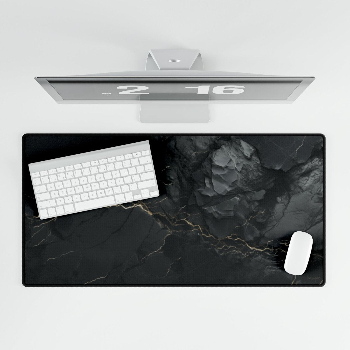 Luxuriöse Eleganz – Edles schwarzes Marmor Mauspad Design mit Stil - Mousepad bei HappyHugPixels