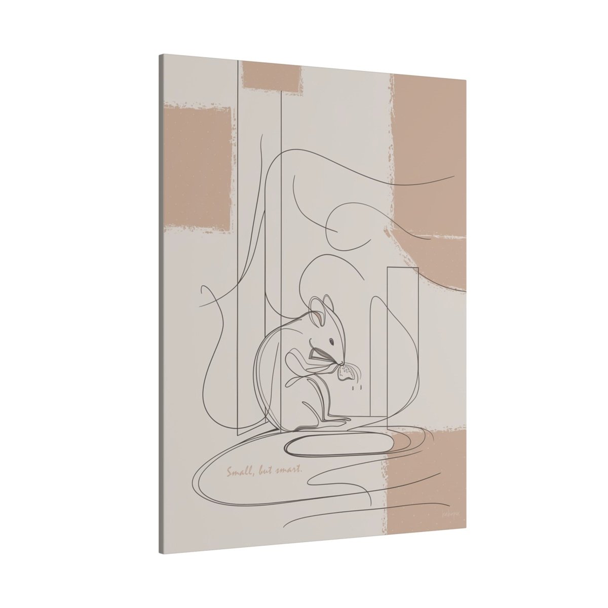 Maus mit Nuss Leinwandbild - Kleine Freuden - Line Draw Stil - Canvas bei HappyHugPixels