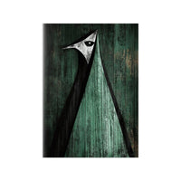 Minimalistisches Kunstposter – Abstrakter Vogel auf verwittertem Holz - Poster bei HappyHugPixels