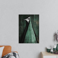 Minimalistisches Kunstposter – Abstrakter Vogel auf verwittertem Holz - Poster bei HappyHugPixels