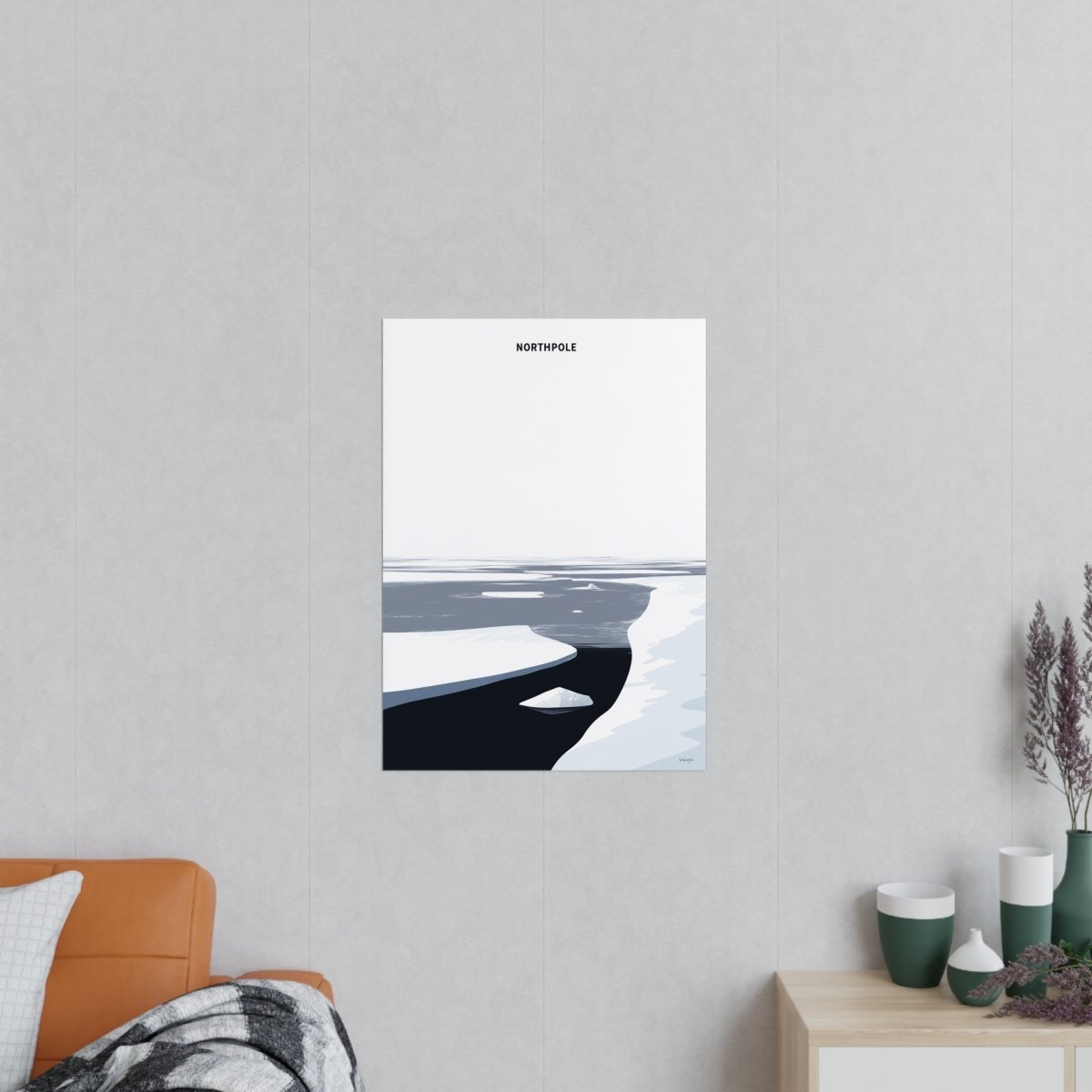 Minimalistisches Nordpol Reiseposter - Arktische Eislandschaft in 4 Größen - Poster bei HappyHugPixels