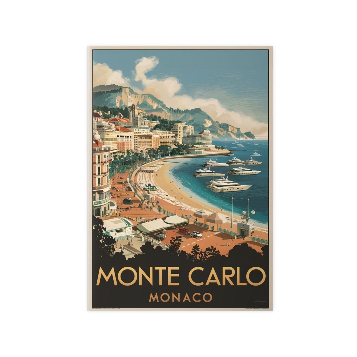 Monte Carlo Monaco Vintage Reiseposter – Luxuriöses Flair - Poster bei HappyHugPixels