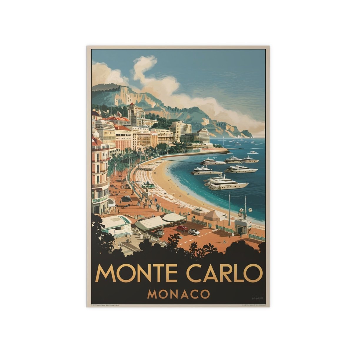 Monte Carlo Monaco Vintage Reiseposter – Luxuriöses Flair - Poster bei HappyHugPixels