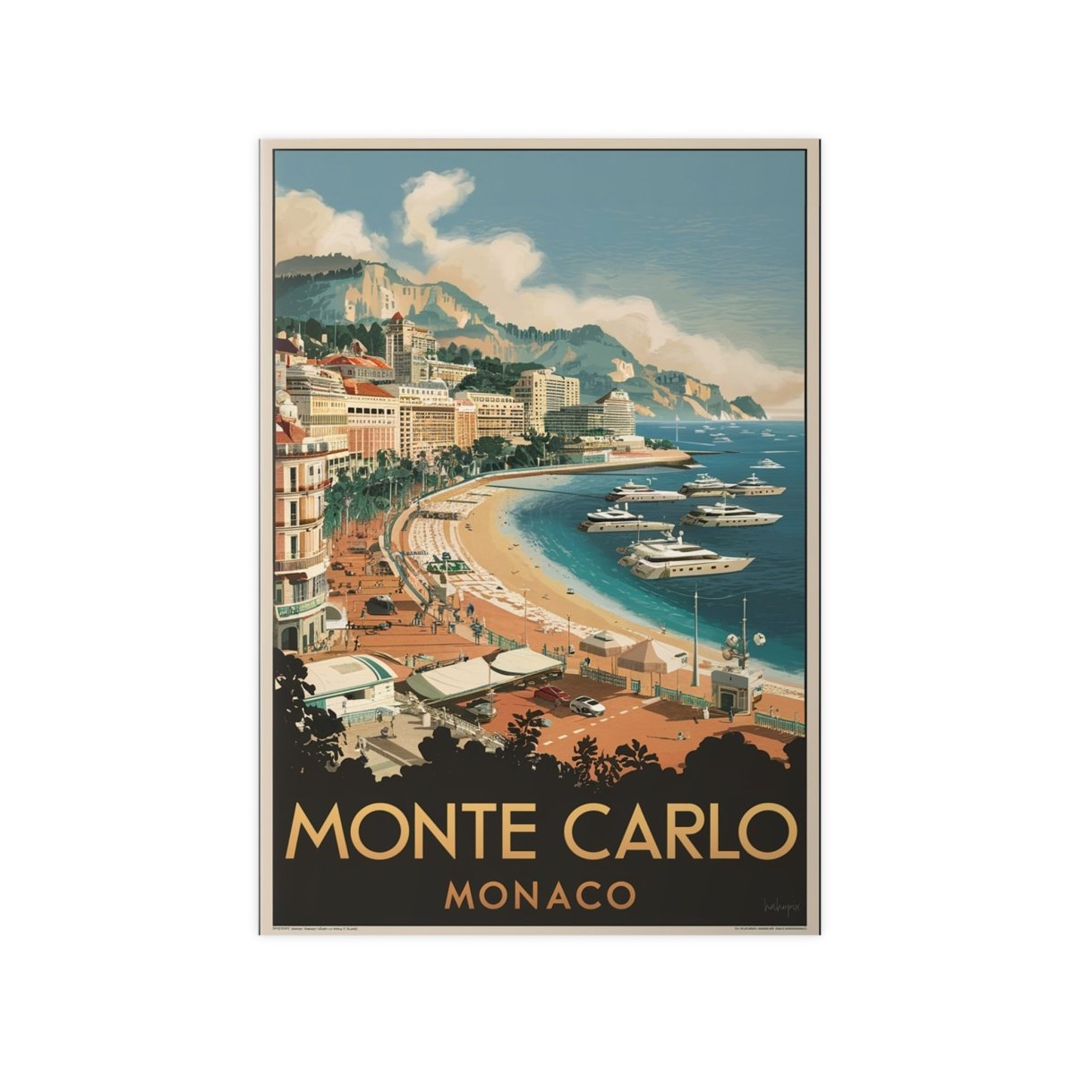 Monte Carlo Monaco Vintage Reiseposter – Luxuriöses Flair - Poster bei HappyHugPixels