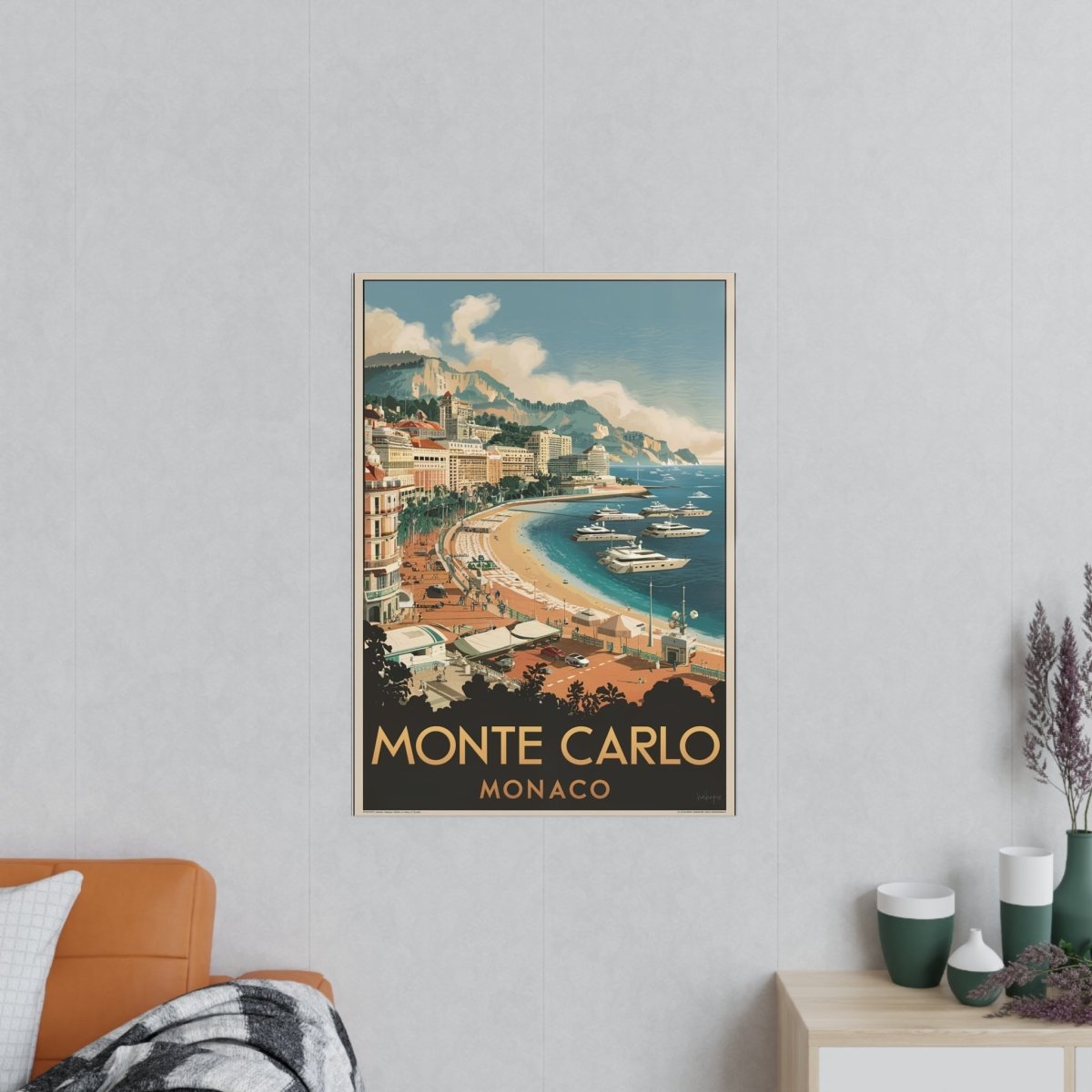 Monte Carlo Monaco Vintage Reiseposter – Luxuriöses Flair - Poster bei HappyHugPixels