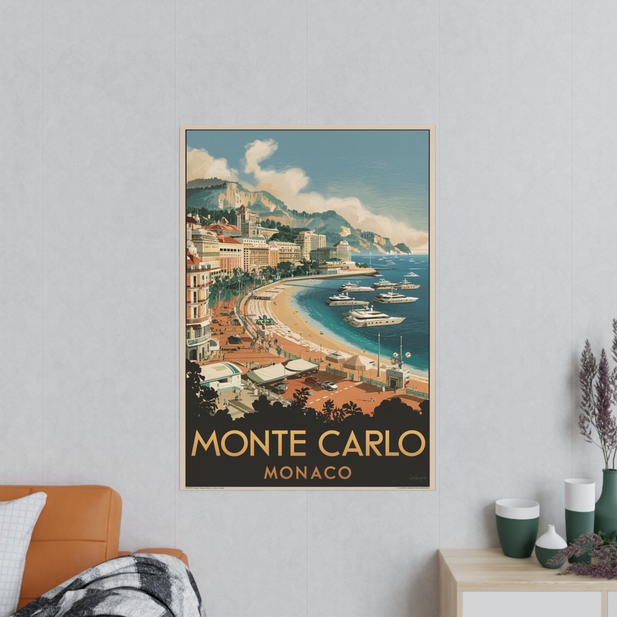 Monte Carlo Monaco Vintage Reiseposter – Luxuriöses Flair - HappyHugPixels