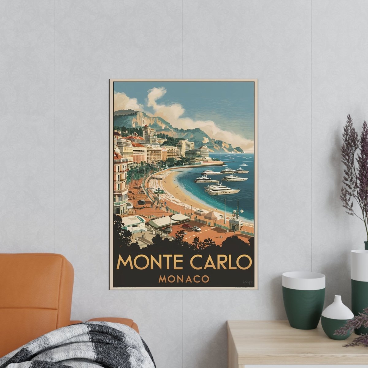 Monte Carlo Monaco Vintage Reiseposter – Luxuriöses Flair - Poster bei HappyHugPixels