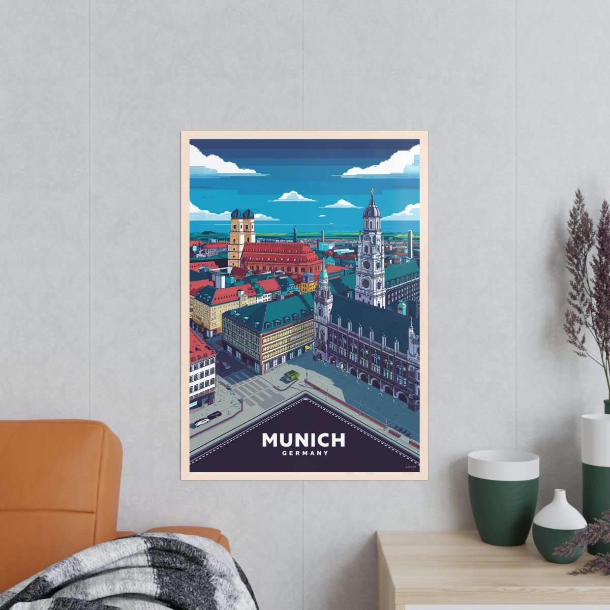 München Poster - 8 - bit Retro Reiseplakat Deutschland Wanddeko - Poster bei HappyHugPixels