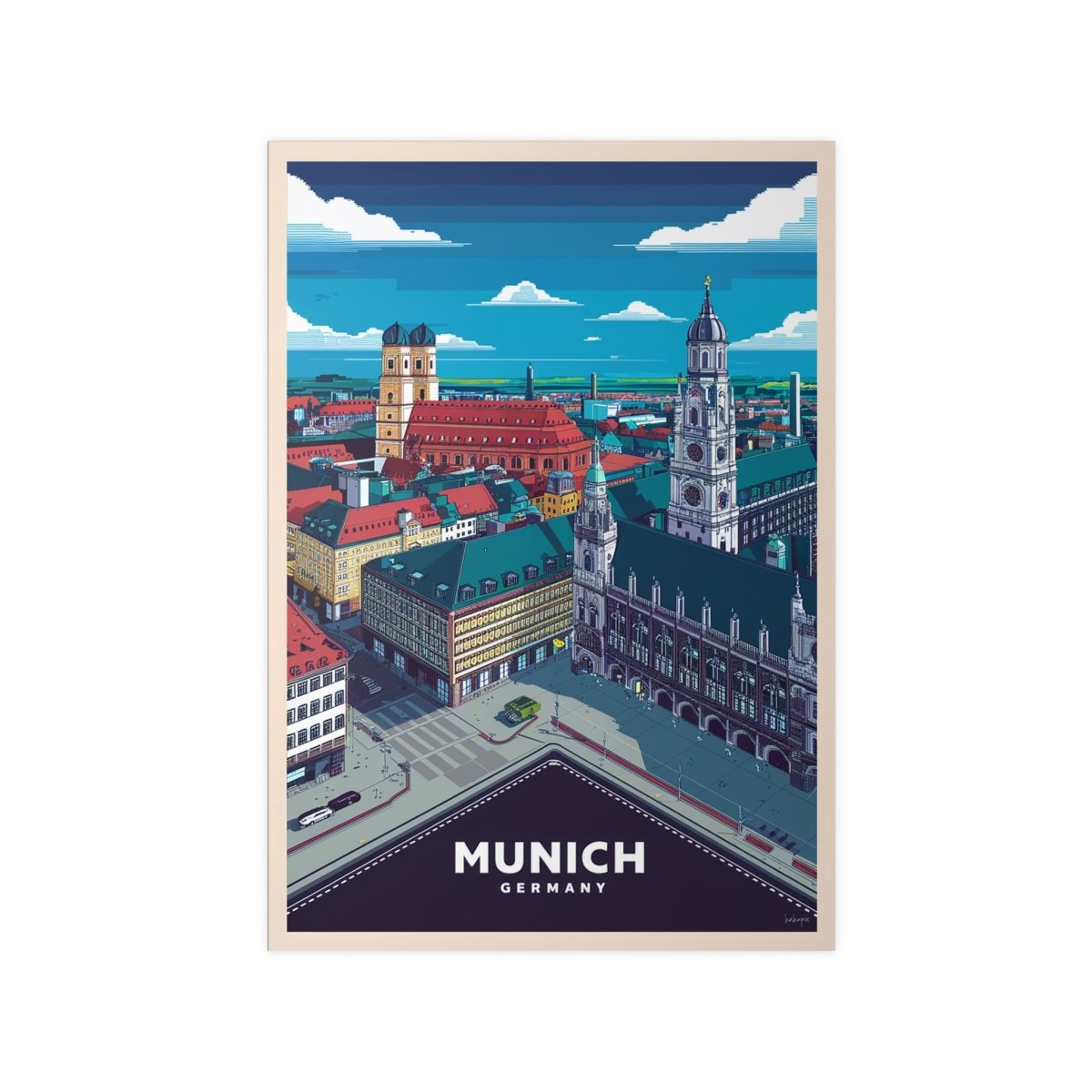 München Poster - 8 - bit Retro Reiseplakat Deutschland Wanddeko - Poster bei HappyHugPixels