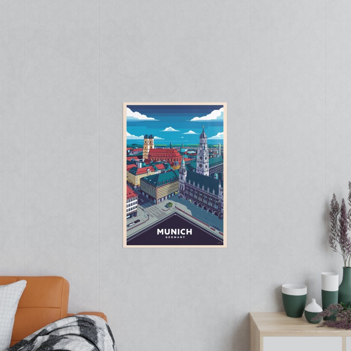 München Poster - 8 - bit Retro Reiseplakat Deutschland Wanddeko - Poster bei HappyHugPixels