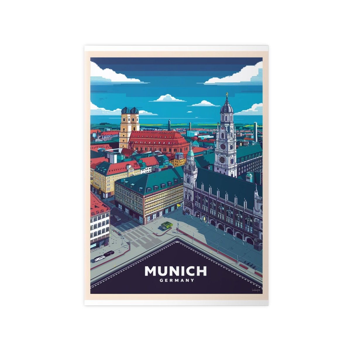 München Poster - 8 - bit Retro Reiseplakat Deutschland Wanddeko - Poster bei HappyHugPixels