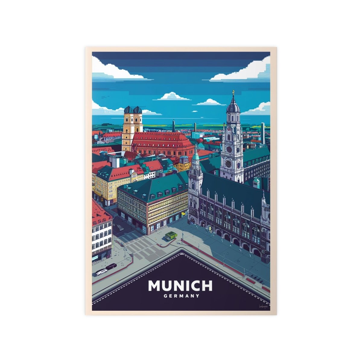 München Poster - 8 - bit Retro Reiseplakat Deutschland Wanddeko - Poster bei HappyHugPixels