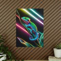 Neon Gecko Kunstposter – Farbintensives Wandbild - Poster bei HappyHugPixels