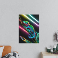 Neon Gecko Kunstposter – Farbintensives Wandbild - Poster bei HappyHugPixels