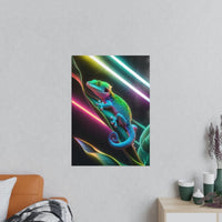 Neon Gecko Kunstposter – Farbintensives Wandbild - Poster bei HappyHugPixels