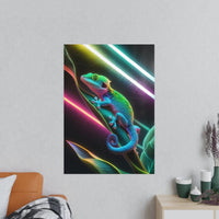 Neon Gecko Kunstposter – Farbintensives Wandbild - Poster bei HappyHugPixels