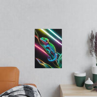 Neon Gecko Kunstposter – Farbintensives Wandbild - Poster bei HappyHugPixels