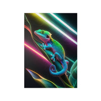 Neon Gecko Kunstposter – Farbintensives Wandbild - Poster bei HappyHugPixels